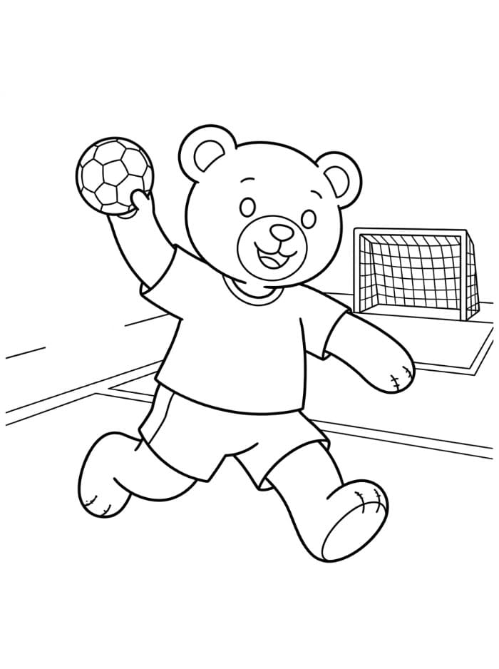 Bamse som spiller håndball fargelegging