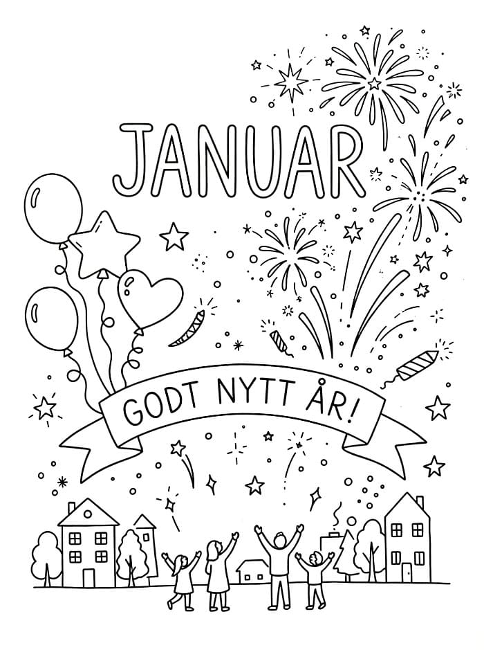 Bilde av januar med fyrverkeri fargelegging