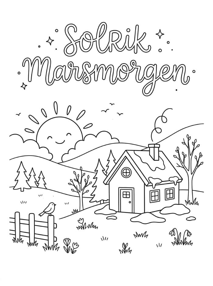 En solfylt marsmorgen fargelegging
