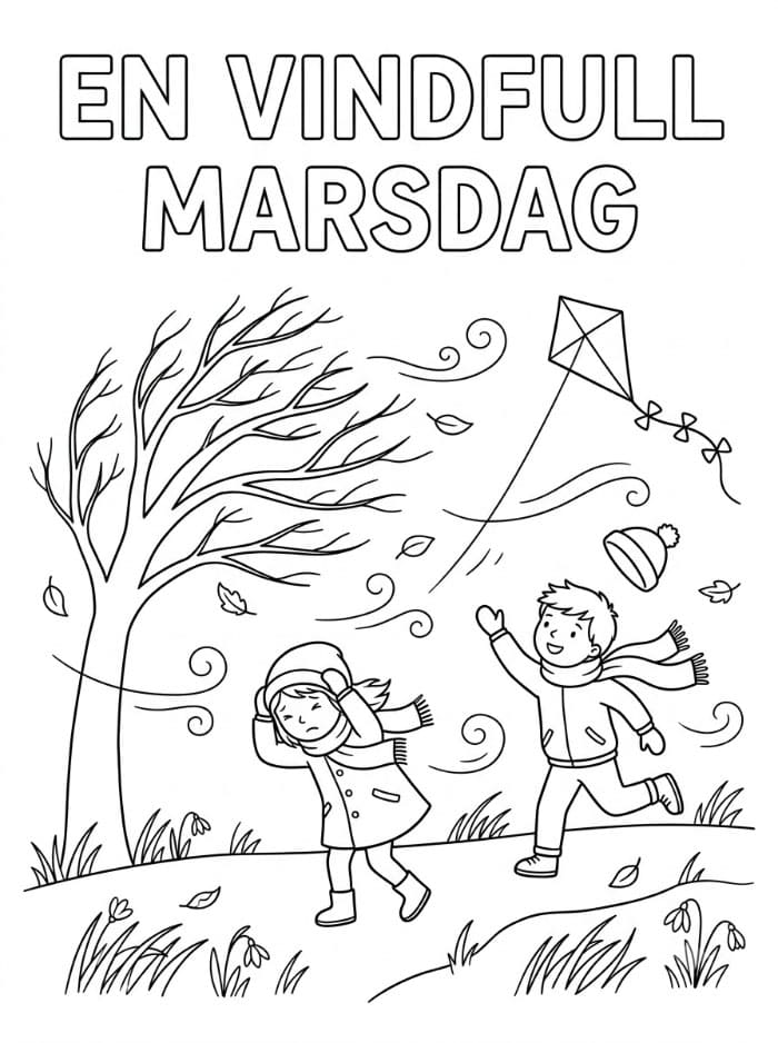 En vindfull marsdag fargelegging