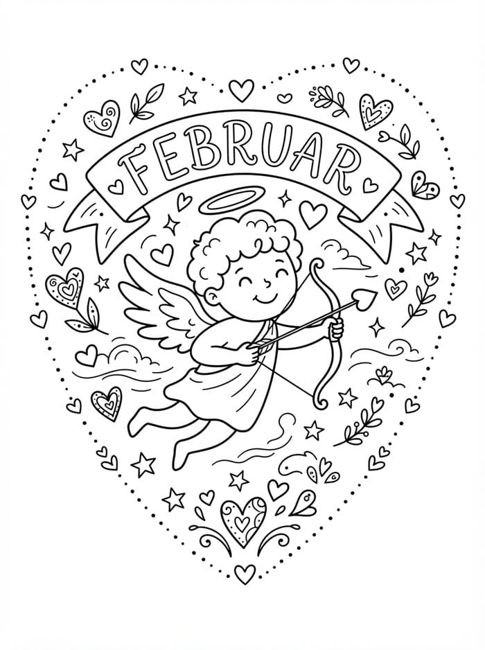 Februarkupid fargelegging