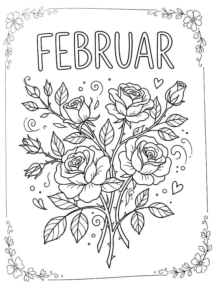 Februarroser fargelegging