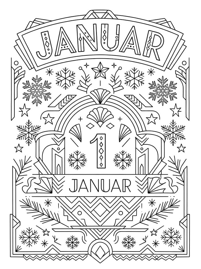 Fin januardekor fargelegging