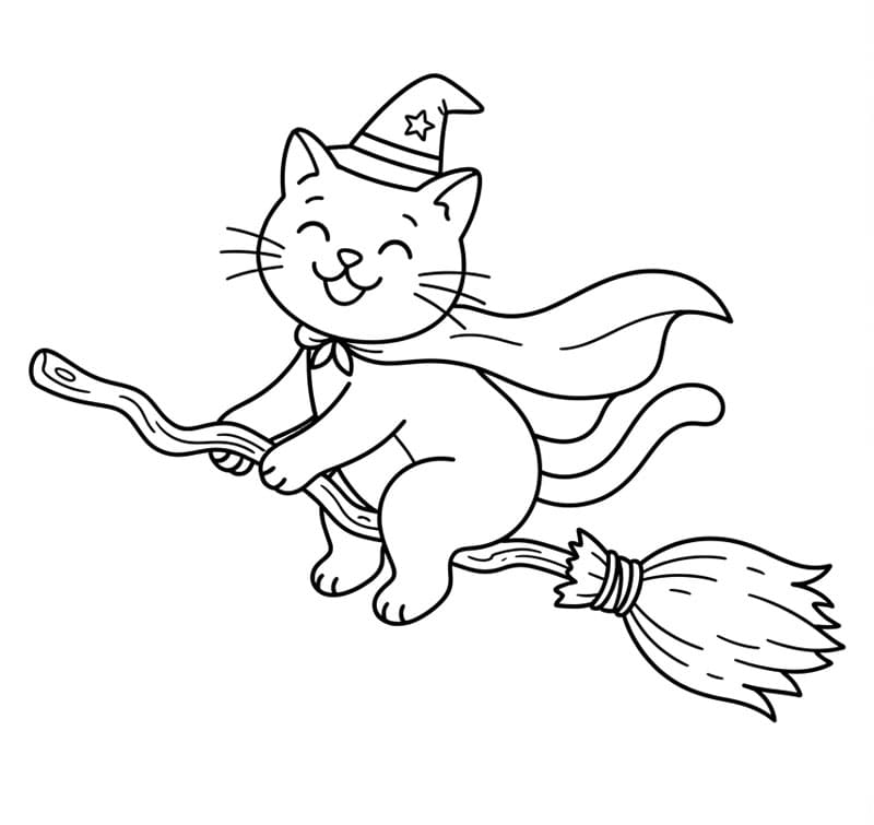 Flygende Halloween Katt fargelegging