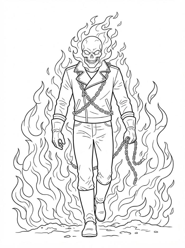 Ghost Rider gjennom ild fargelegging