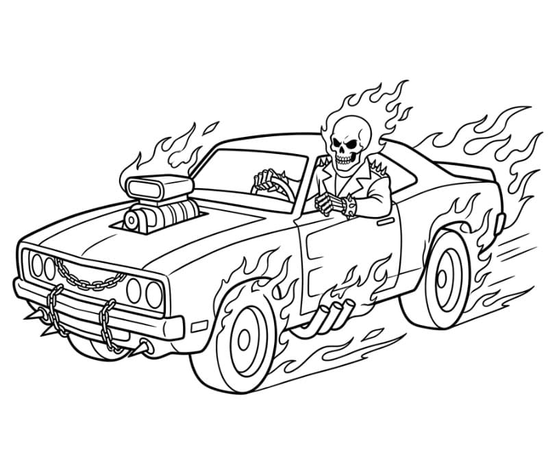 Ghost Rider kjører bil fargelegging