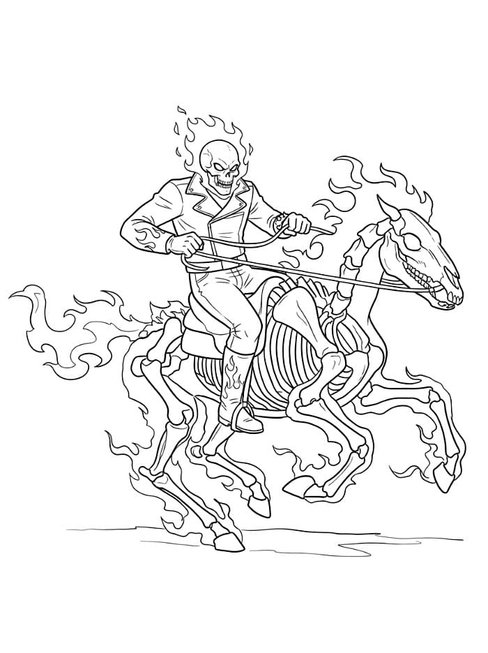Ghost Rider med en brennende hest fargelegging
