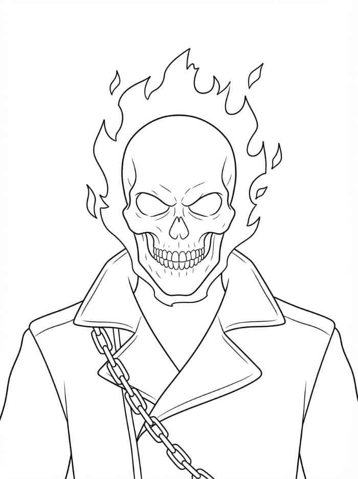 Ghost Rider med en brennende hodeskalle fargelegging