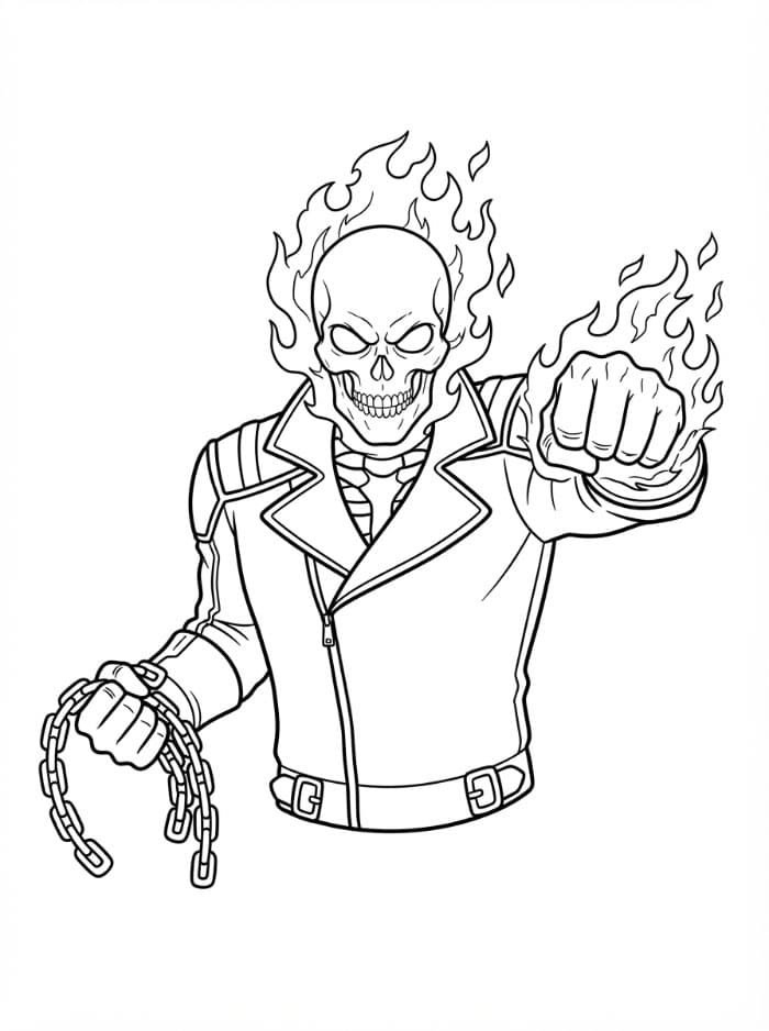 Ghost Rider med en brennende knyttneve fargelegging