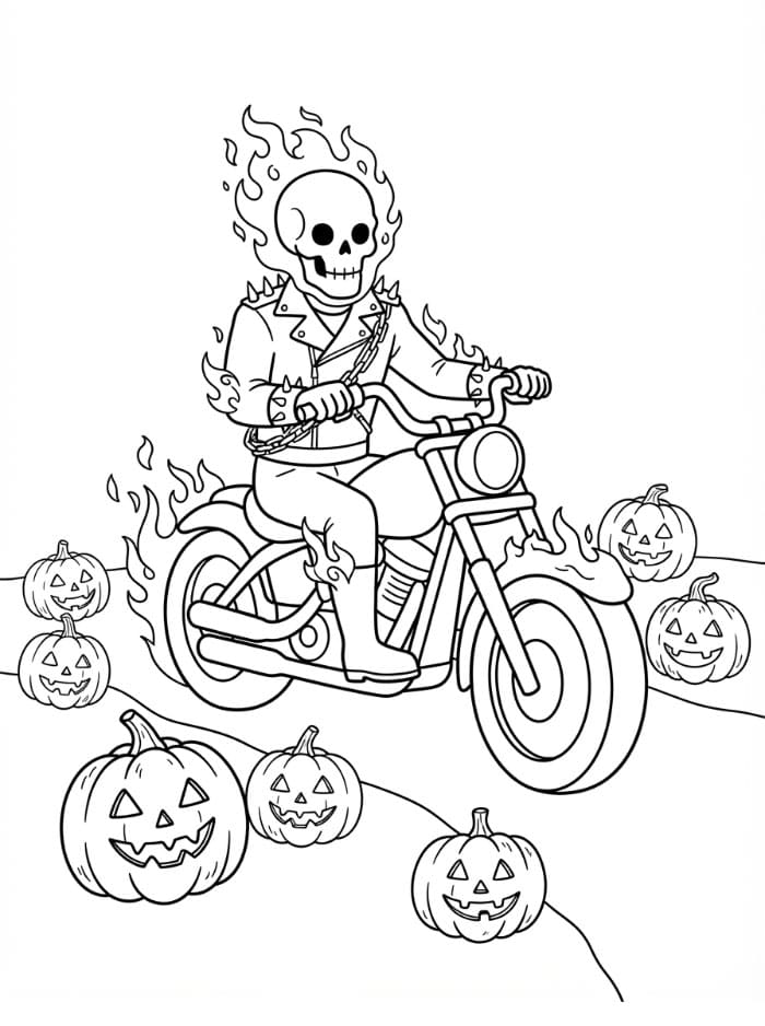 Ghost Rider med gresskar fargelegging