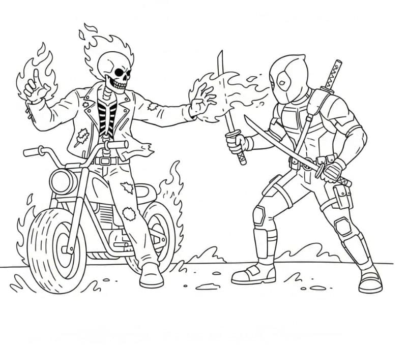 Ghost Rider mot Deadpool fargelegging