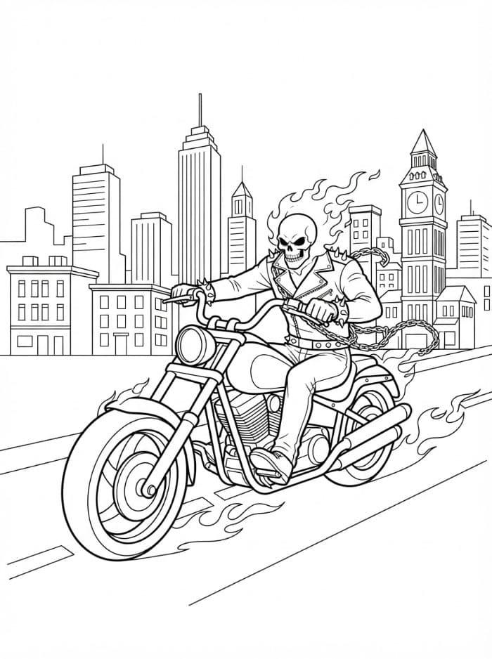 Ghost Rider og byen fargelegging
