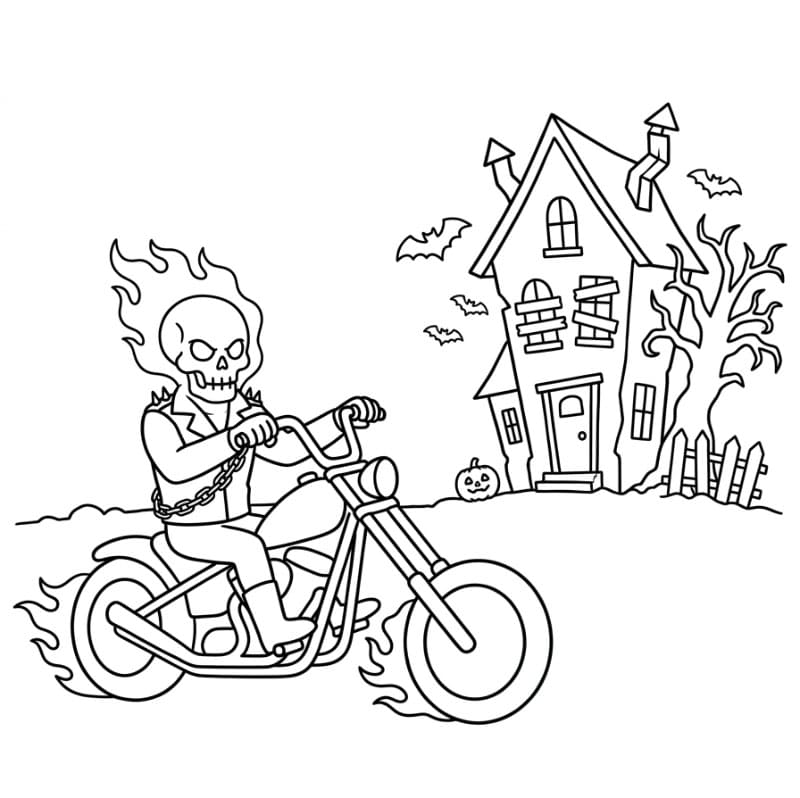 Ghost Rider og et hjemsøkt hus fargelegging