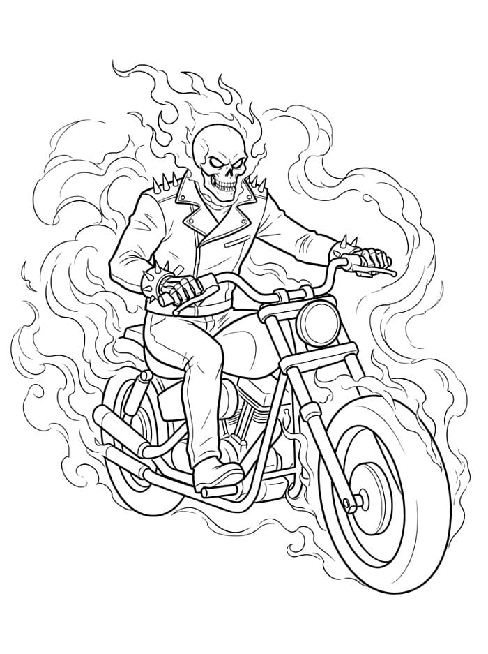 Ghost Rider omgitt av røyk fargelegging