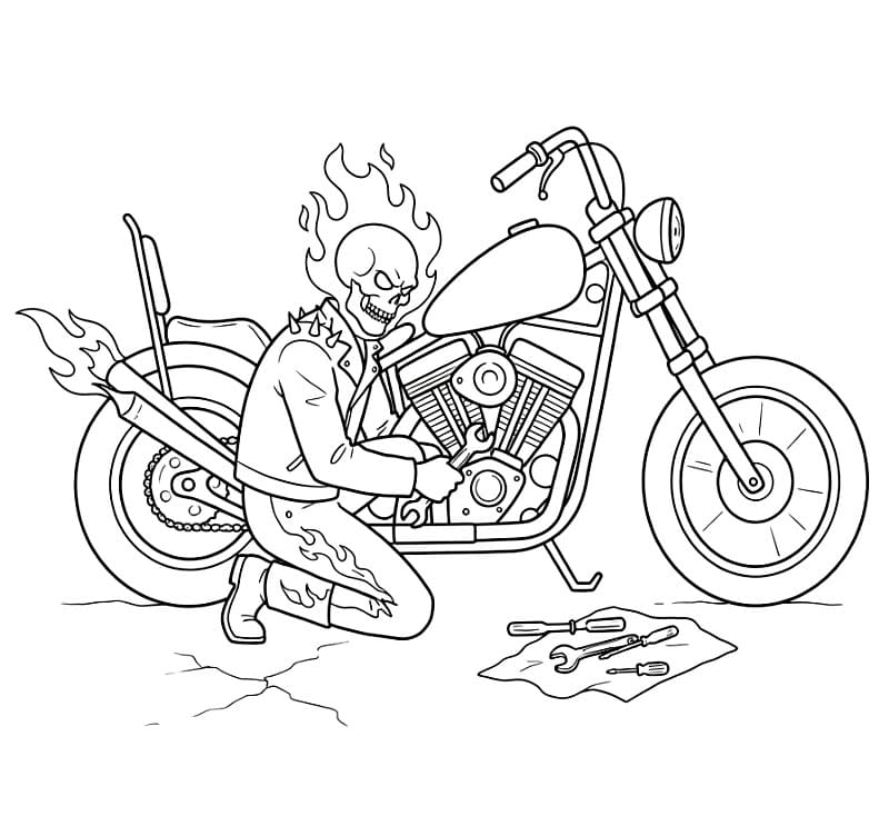 Ghost Rider som reparerer noe fargelegging