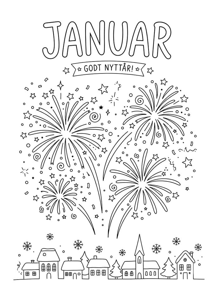 Glad januar med fyrverkeri fargelegging