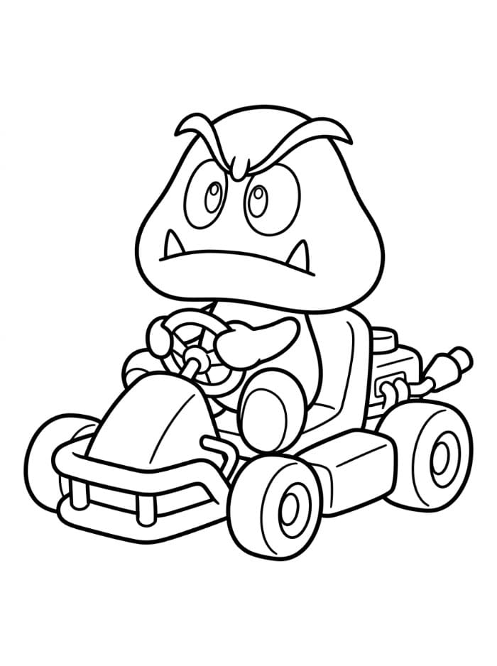 Goomba i en gokart fargelegging