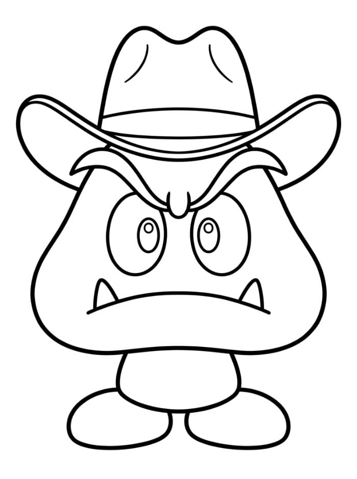 Goomba med cowboyhatt fargelegging