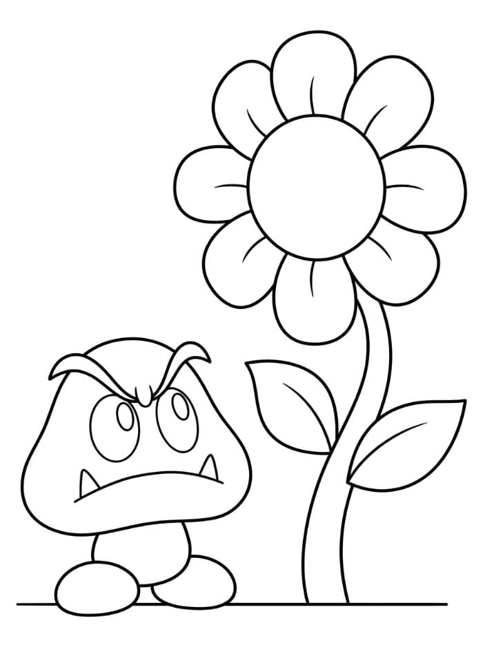 Goomba med en blomst fargelegging