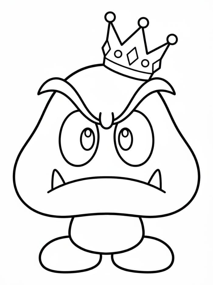 Goomba med krone fargelegging