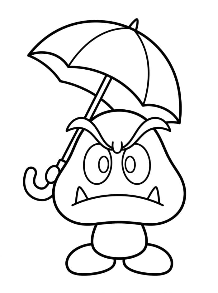 Goomba med paraply fargelegging