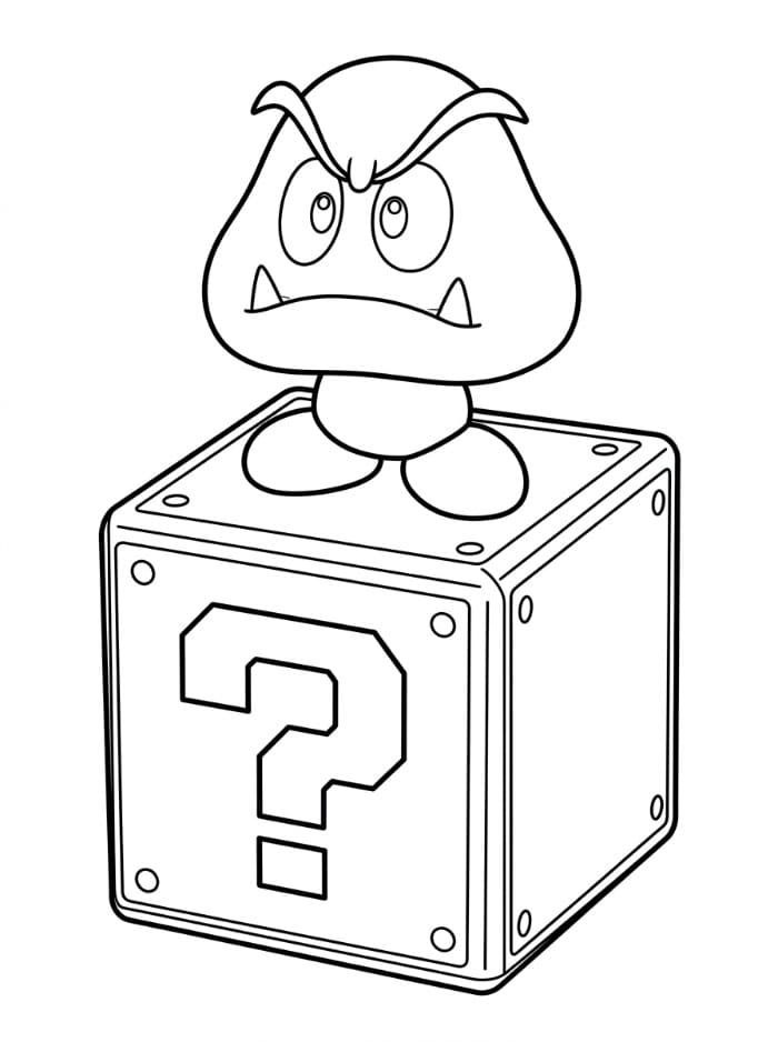 Goomba på en spørsmålsblokk fargelegging