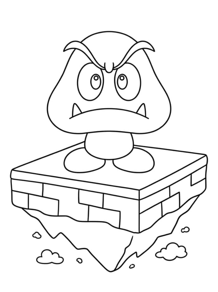Goomba på en svevende plattform fargelegging