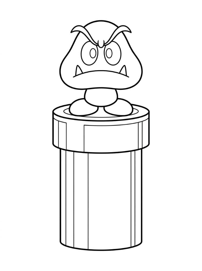 Goomba på et grønt rør fargelegging