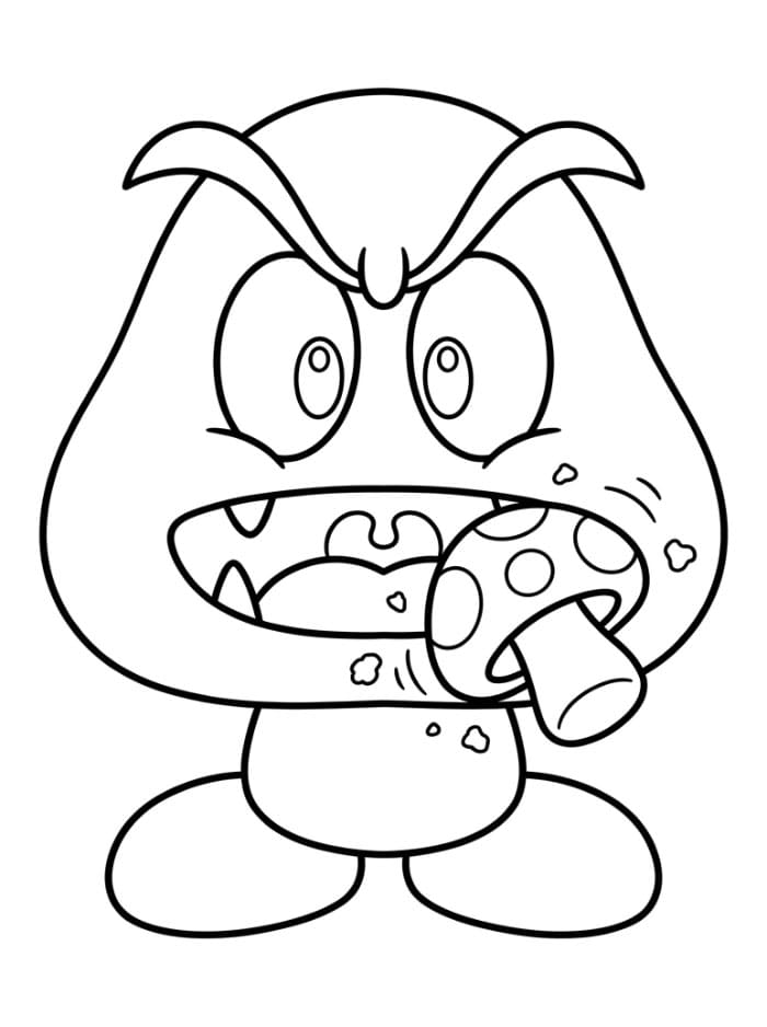 Goomba som spiser en sopp fargelegging