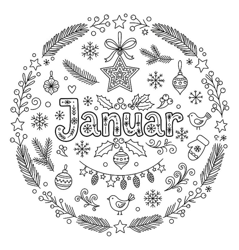 Gratis januardekor fargelegging