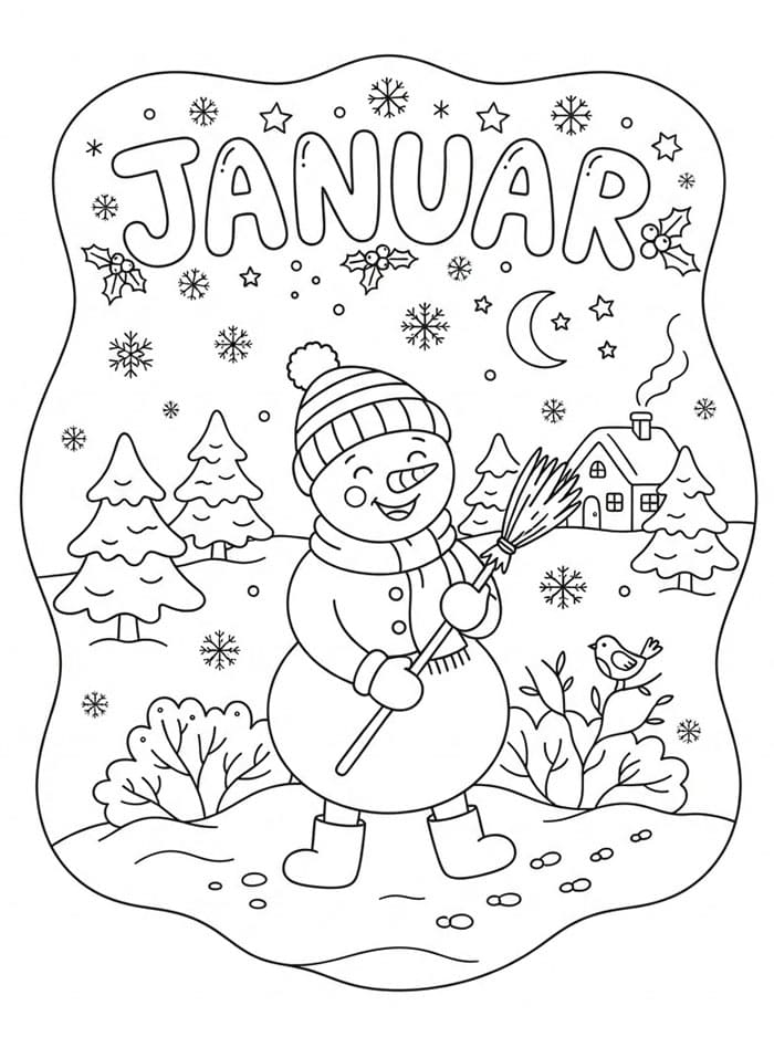 Gratis utskrift for januar fargelegging