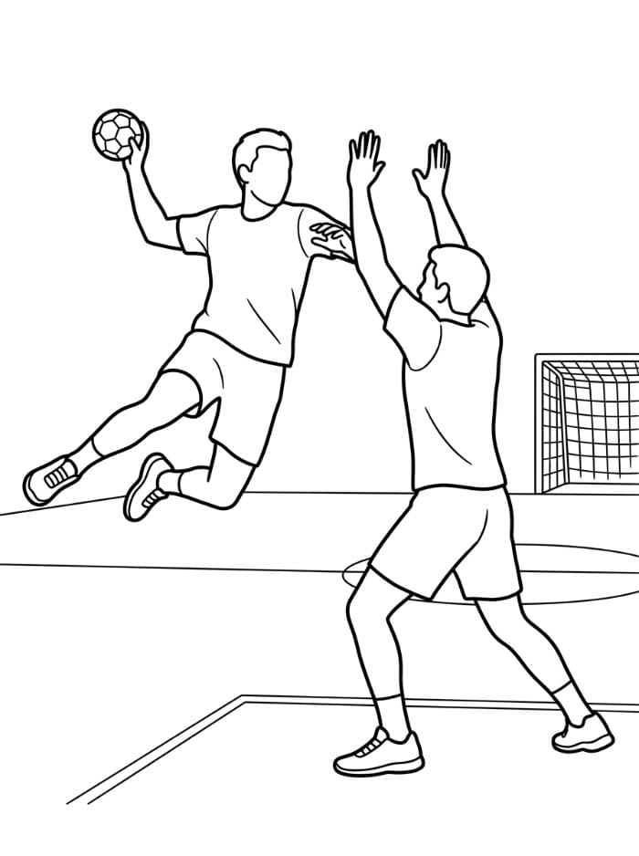 Håndballduell én mot én fargelegging