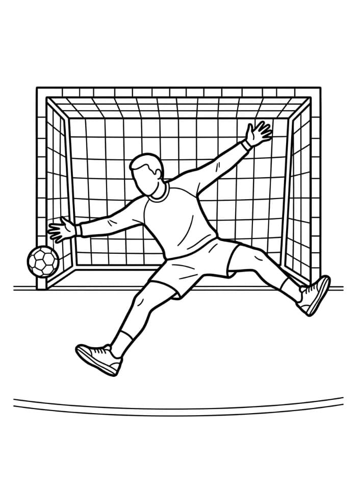 Håndballmålvakt som kaster seg fargelegging