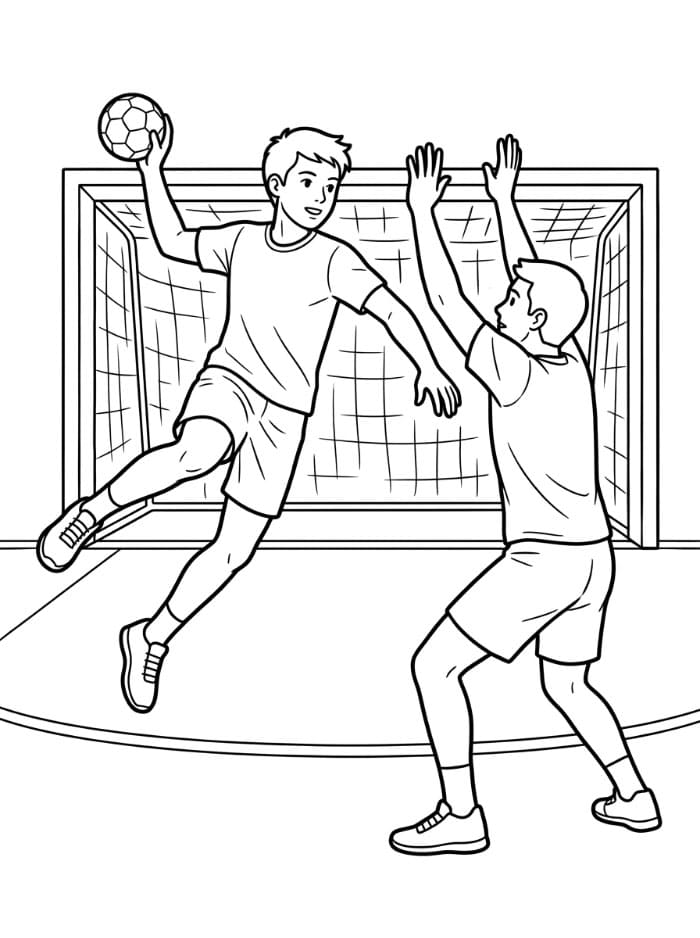 Håndballspiller i duell fargelegging