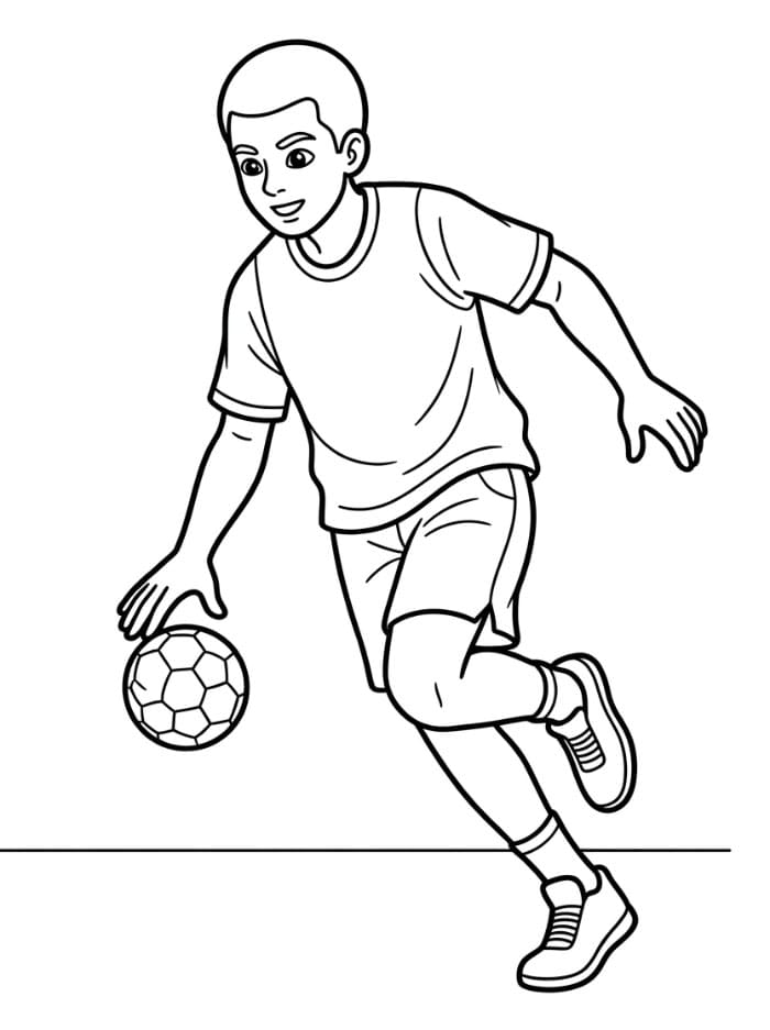 Håndballspiller som dribler fargelegging