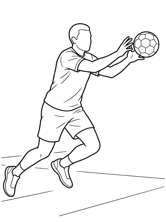Håndballspiller som griper ballen fargelegging