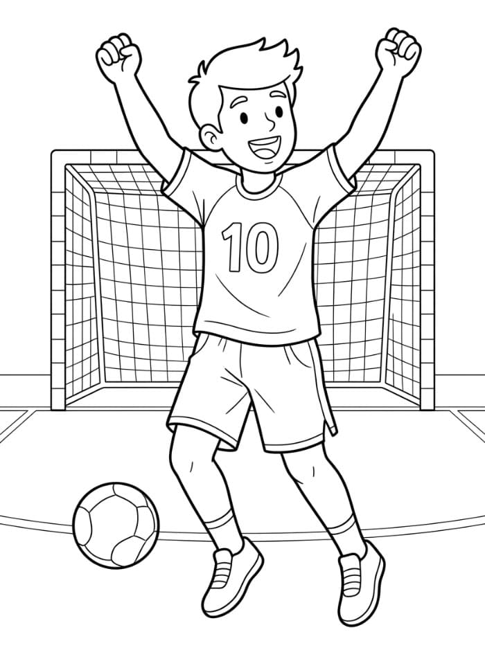 Håndballspiller som jubler fargelegging