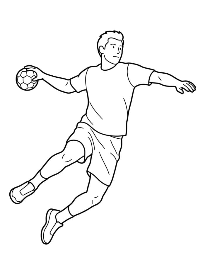 Håndballspiller som kaster fargelegging