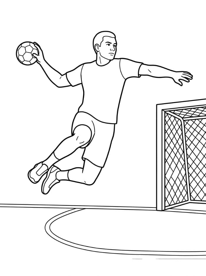 Håndballspiller som skyter fargelegging