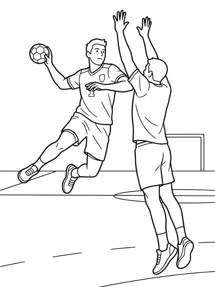Håndballspillere i duell fargelegging