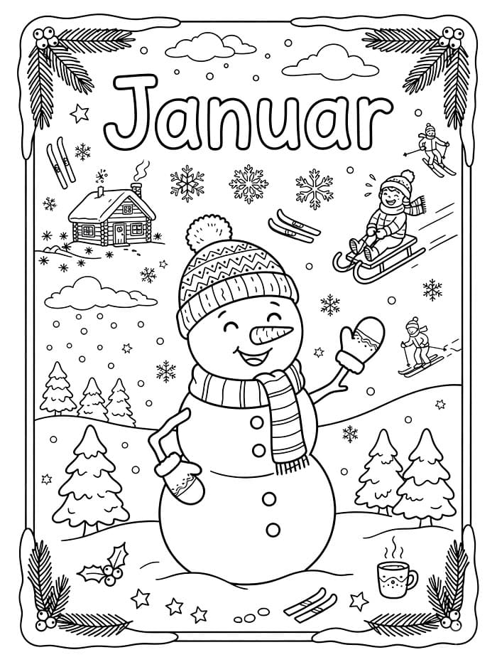 Januar for barn fargelegging