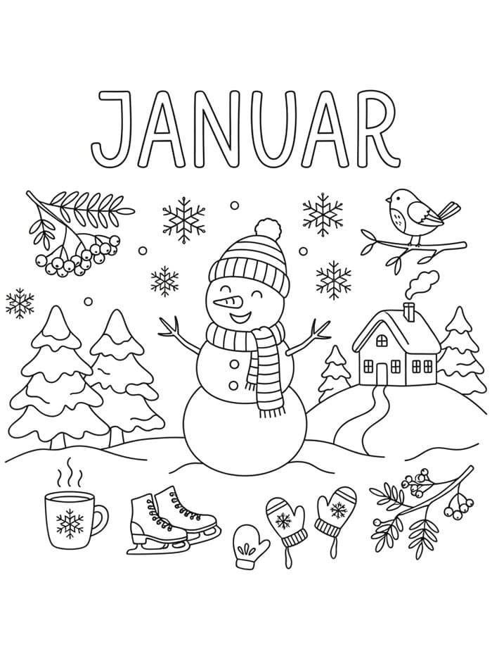 Januar snømann fargelegging