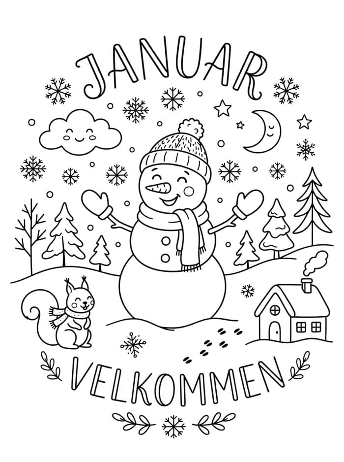 Januar utskrift fargelegging