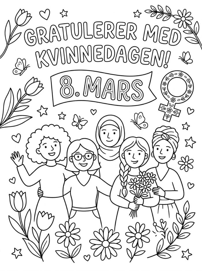 Kvinnedagen i mars fargelegging