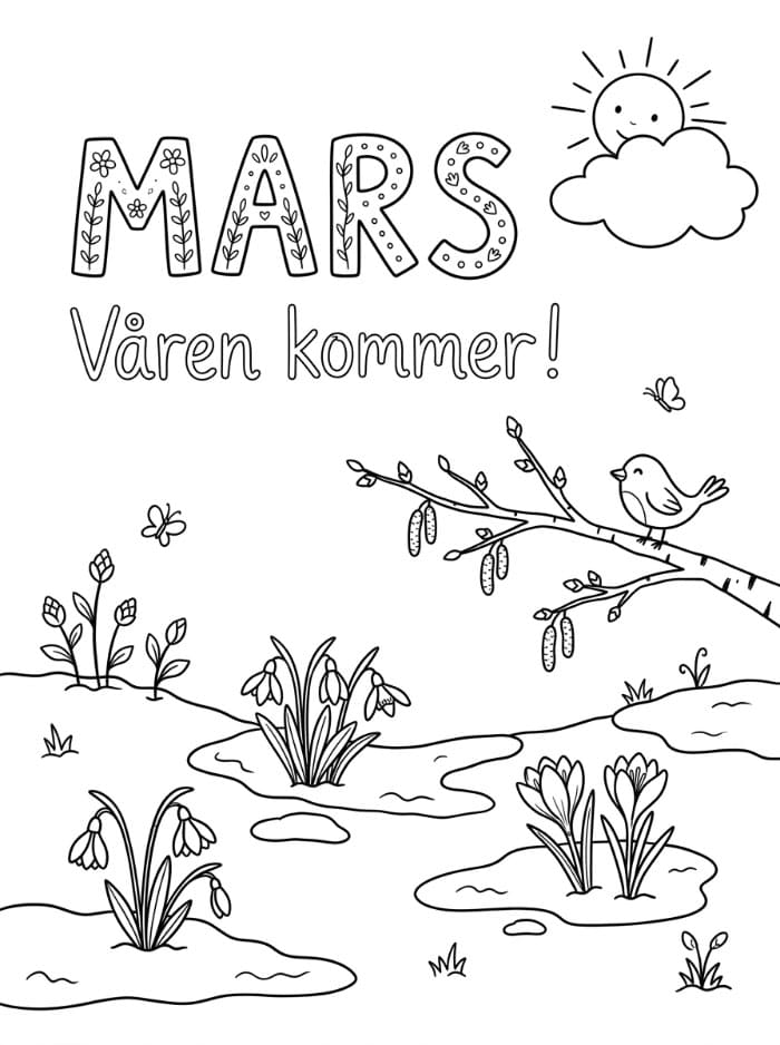 Mars med sol fargelegging