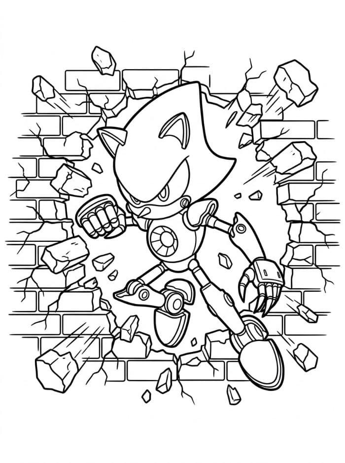 Metal Sonic gjennom en vegg fargelegging
