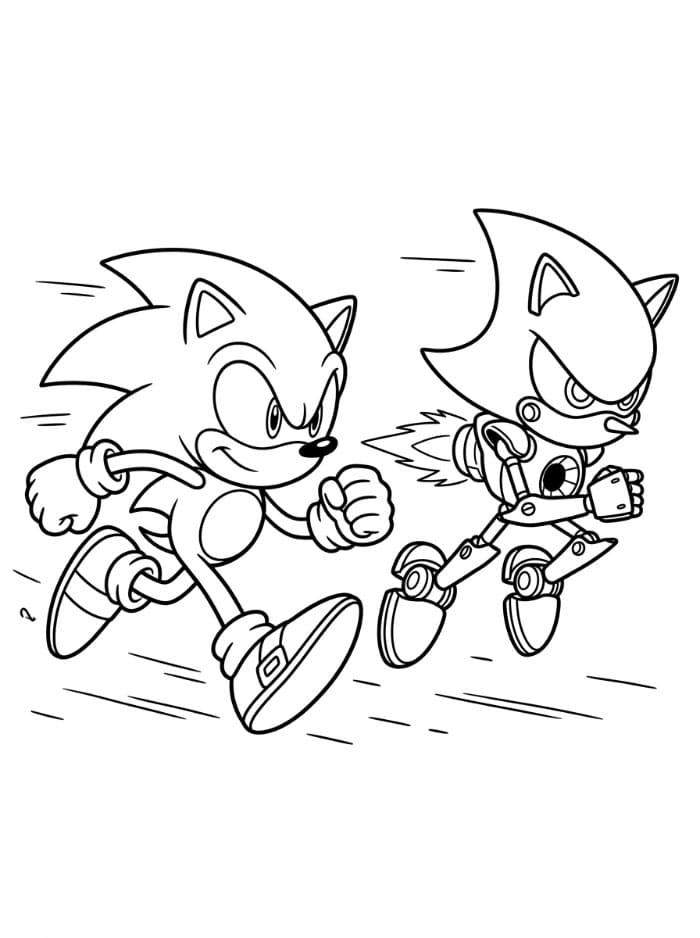 Metal Sonic i kappløp med Sonic fargelegging
