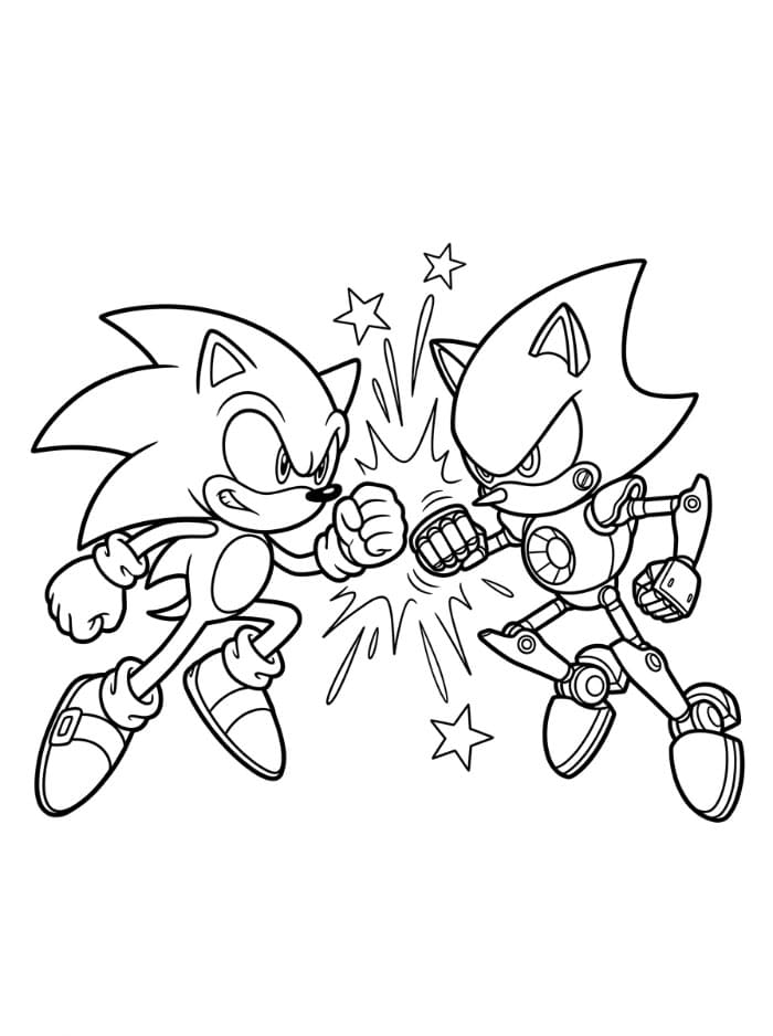Metal Sonic i sammenstøt med Sonic fargelegging
