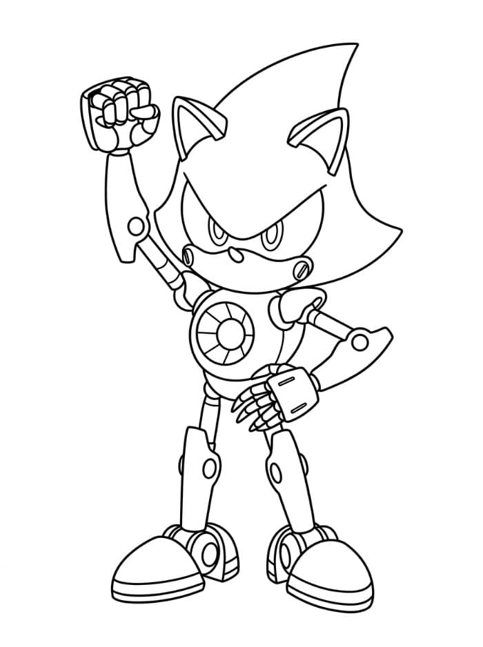 Metal Sonic i seierspositur fargelegging