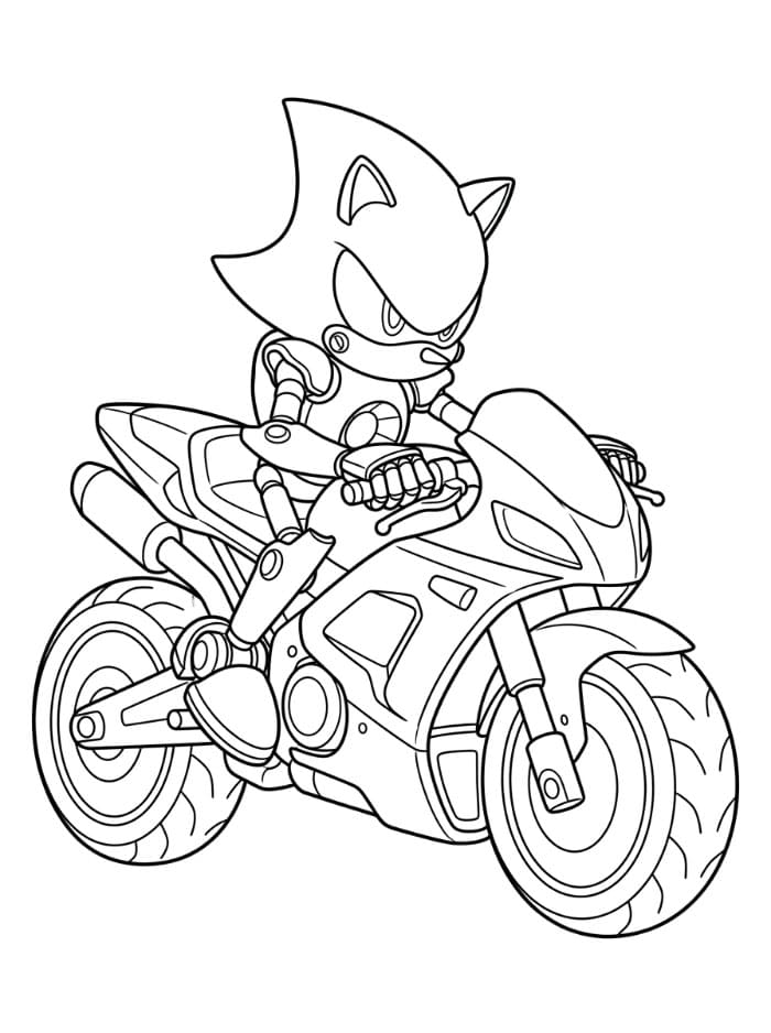 Metal Sonic kjører motorsykkel fargelegging